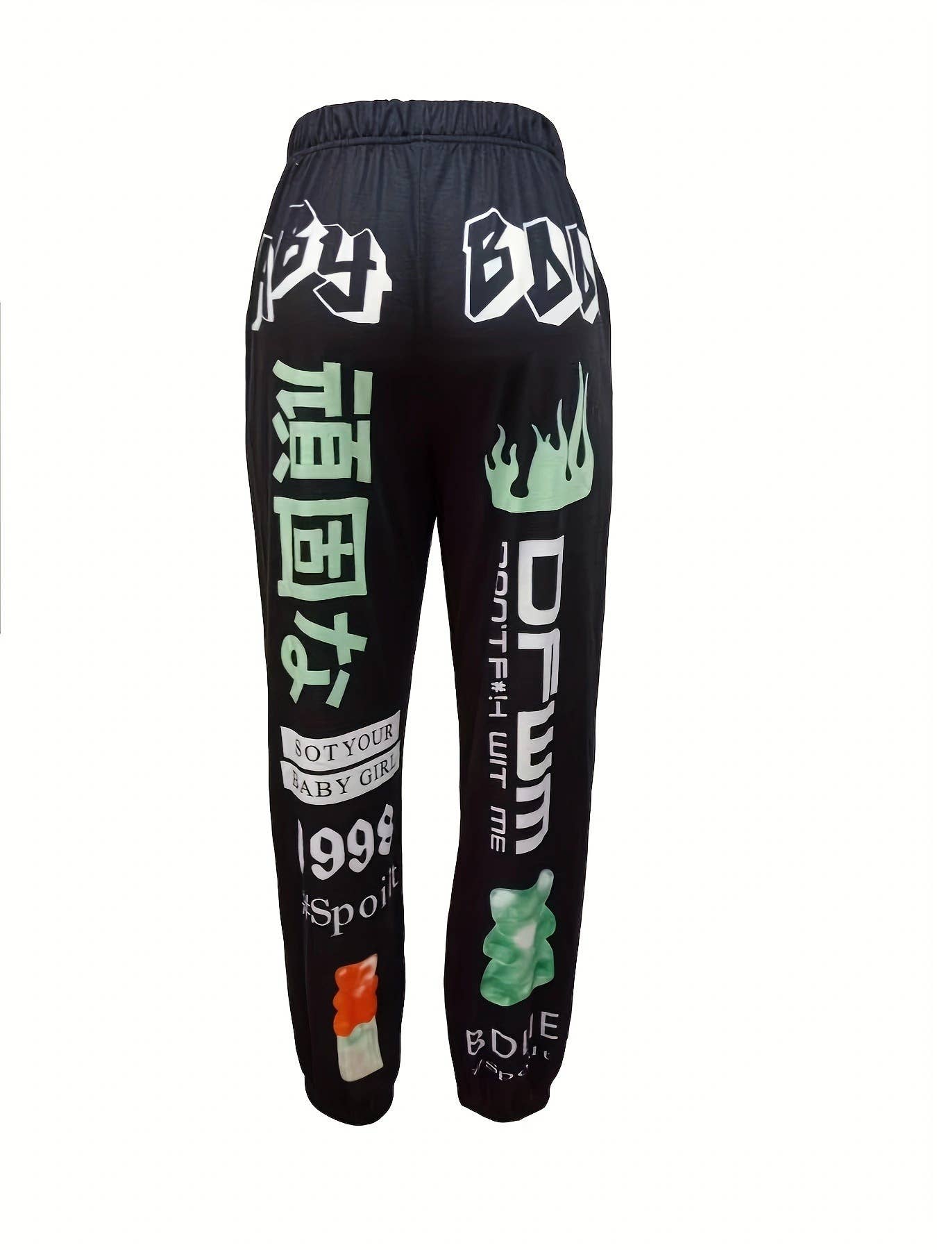 PRINTED ELASTICATED WAIST SPORTS HAREM PANTS