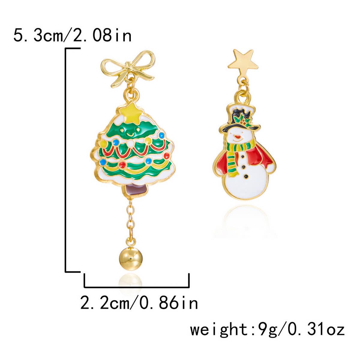 NEW CHRISTMAS BELL ASYMMETRICAL EARRINGS
