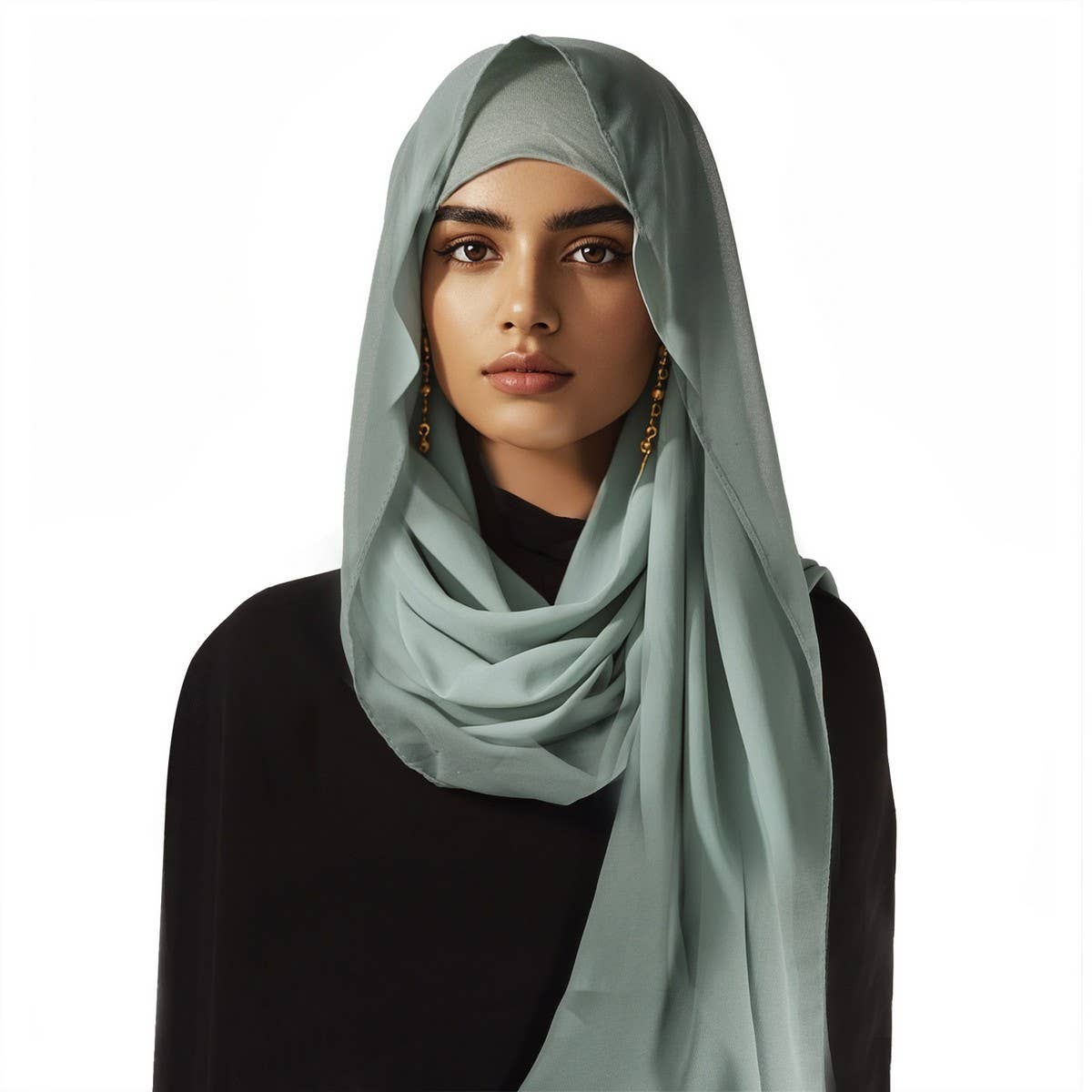 TWO-PIECE CHIFFON SHAWL AND HEADSCARF
