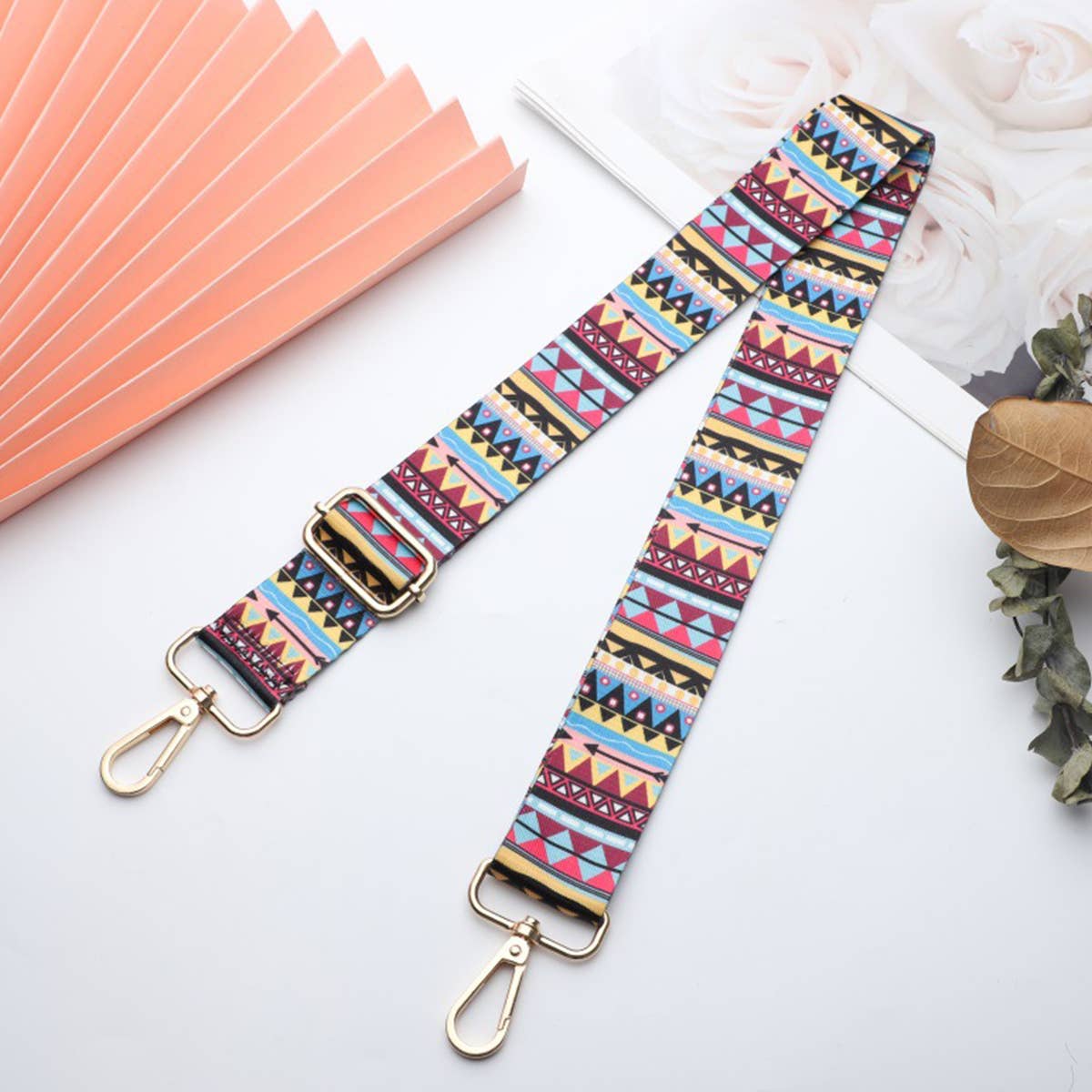 WOMEN COLOR GEOMETRIC STRIPES ADJUSTABLE BAG STRAP