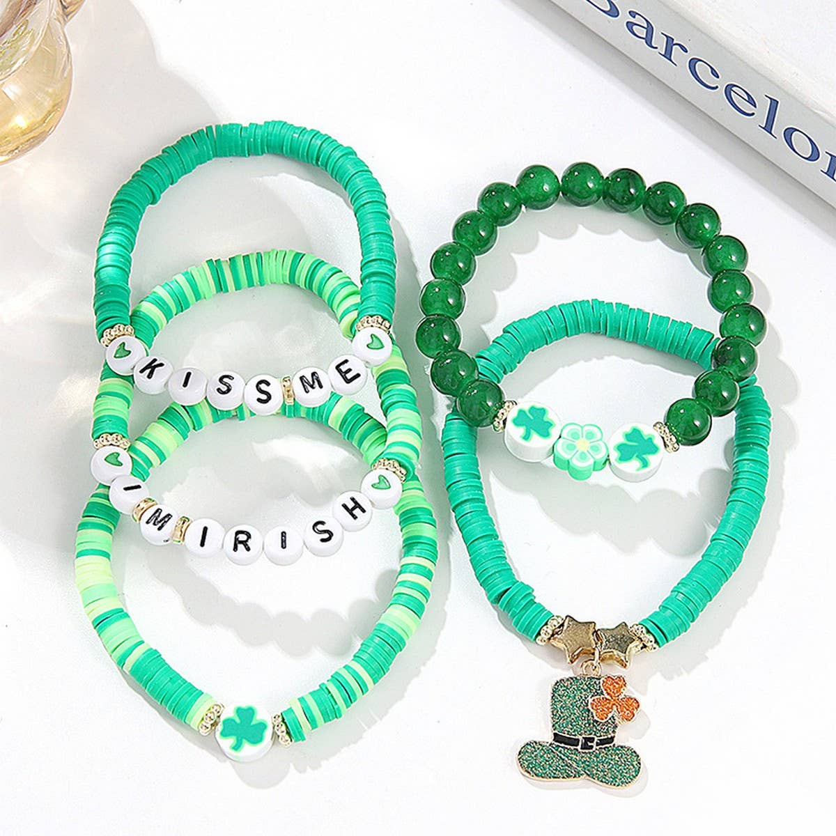ST. PATRICK'S DAY LUCKY CLOVER CHARM BRACELET SET_CWMM3507