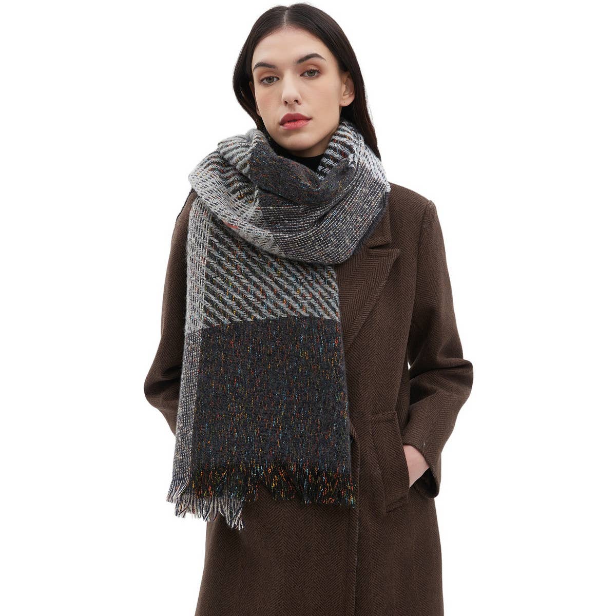 Large Plaid Scarf ? Unisex Winter Wrap Shawl