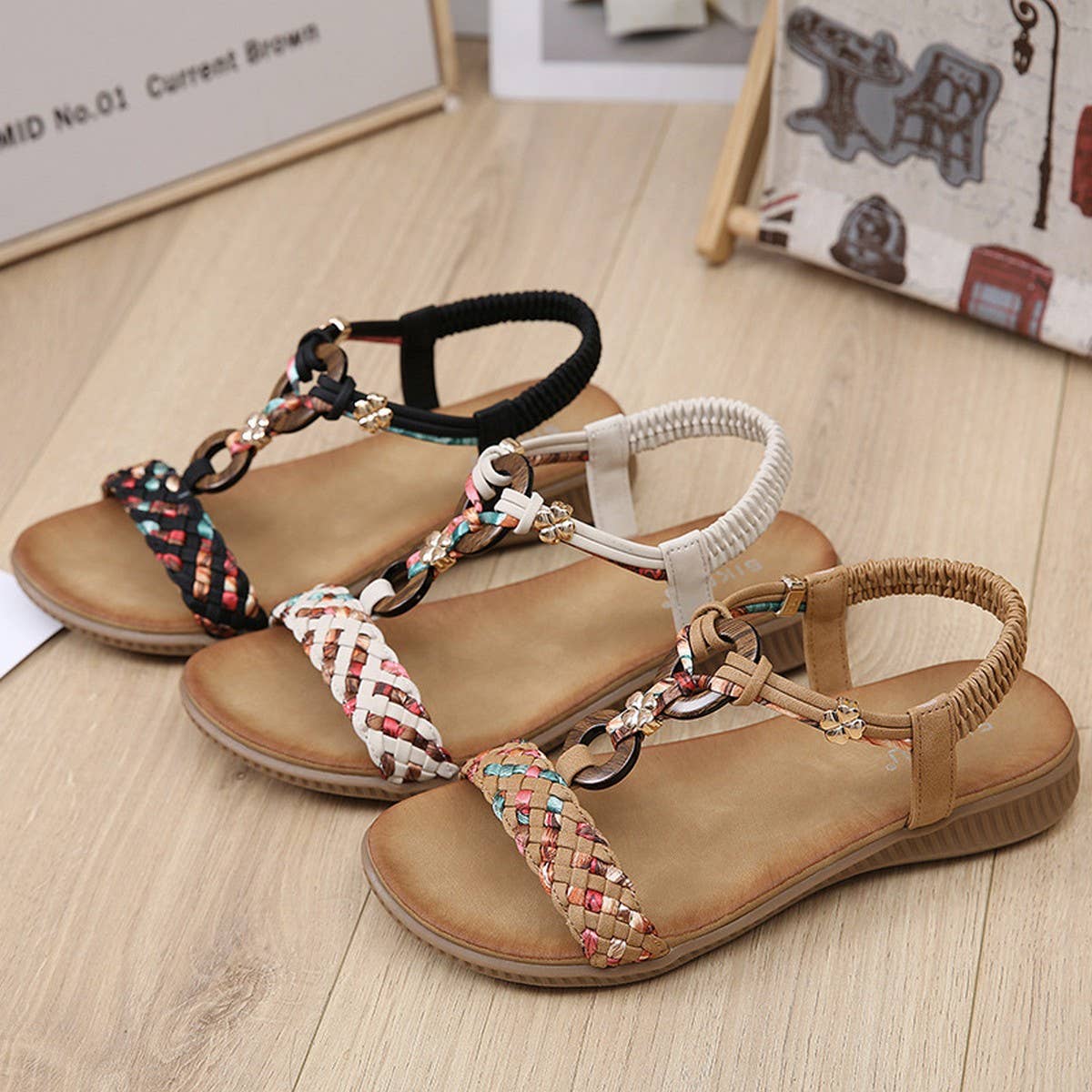 BOHEMIAN RETRO STYLE THICK SOLE FLAT SANDALS_CWSHS0521