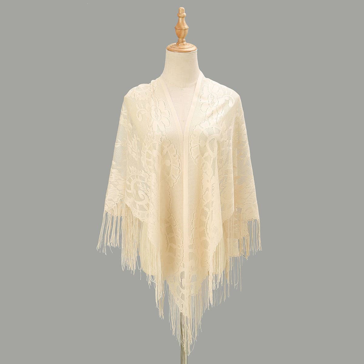 Hollow Out Tassel Shawl - Elegant Triangle Wrap