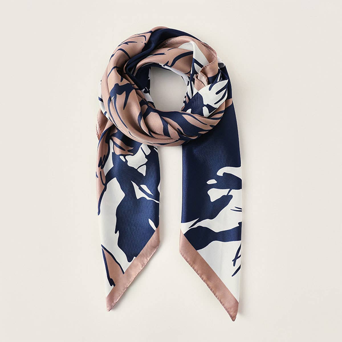 Floral Print Satin Scarf for Women, Large Square
