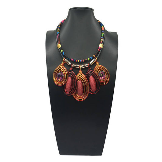 HAND-WOVEN COLORFUL PENDANT LEATHER CORD NECKLACE