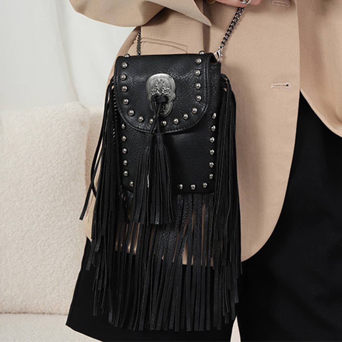 WOMEN LEATHER TASSEL SATCHELS BAG_CWAB0783