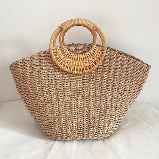 SUMMER BEACH SEA STRAW RATTAN TOTE CLUTCH BAGS_CWAB0814