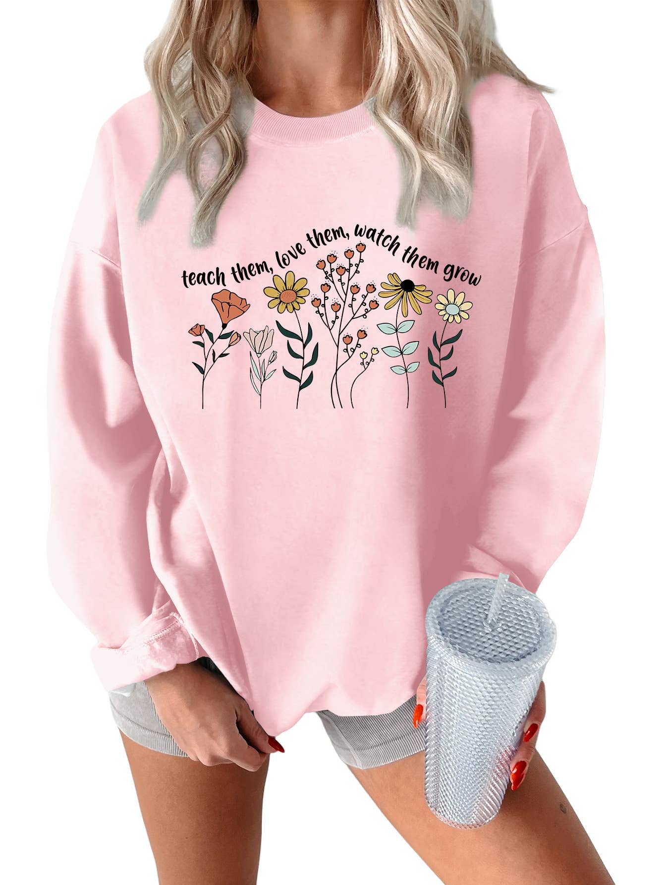 Teach them love printed thickened warm hoodie