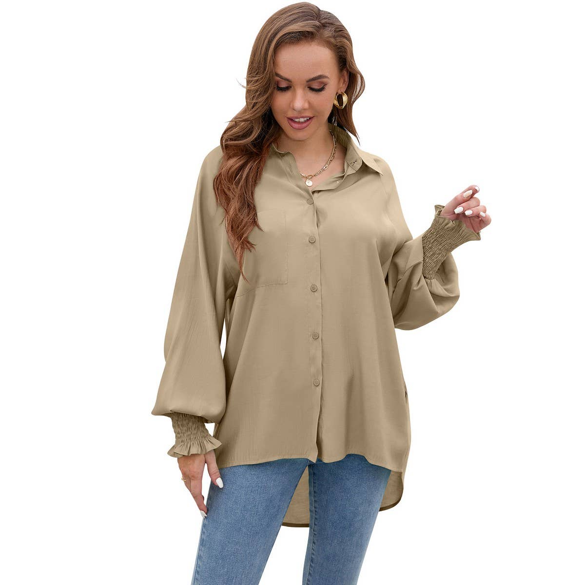 Rotator cuff Tencel solid color soft loose top