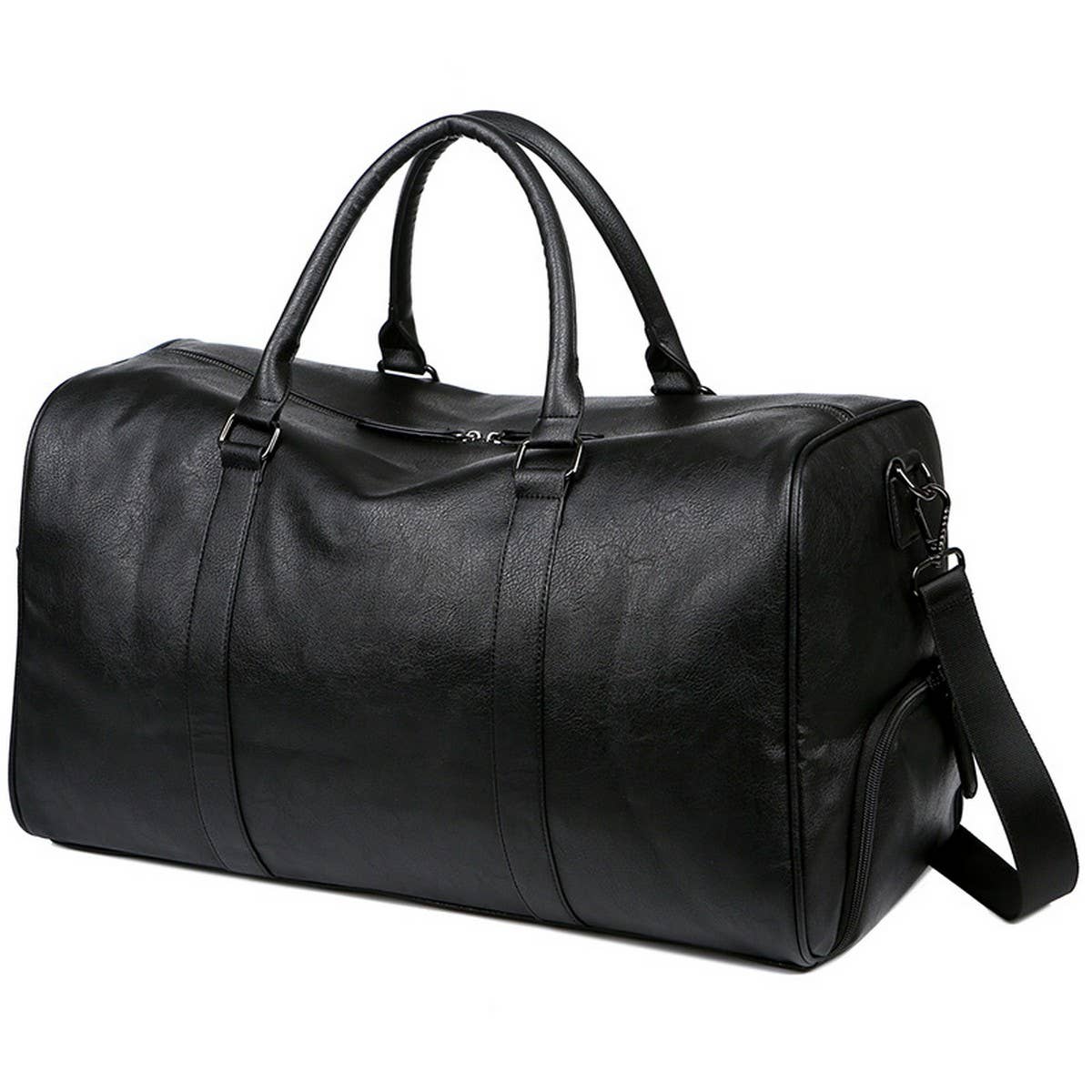 Large Leather Travel Duffel for Men, Shoe Storage_CWAB5174