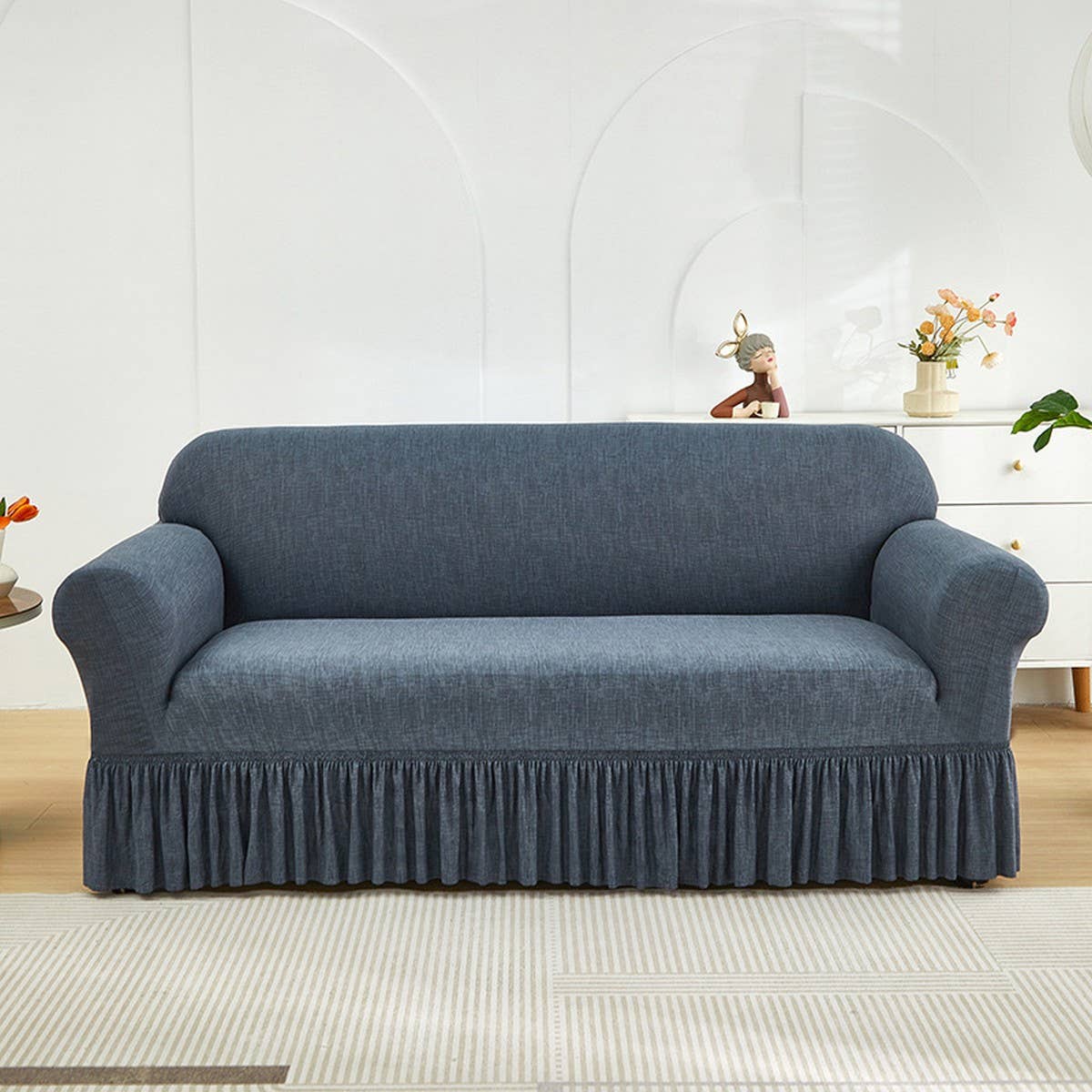 Floral Skirted Sofa Cover, Stretch & Full Fit