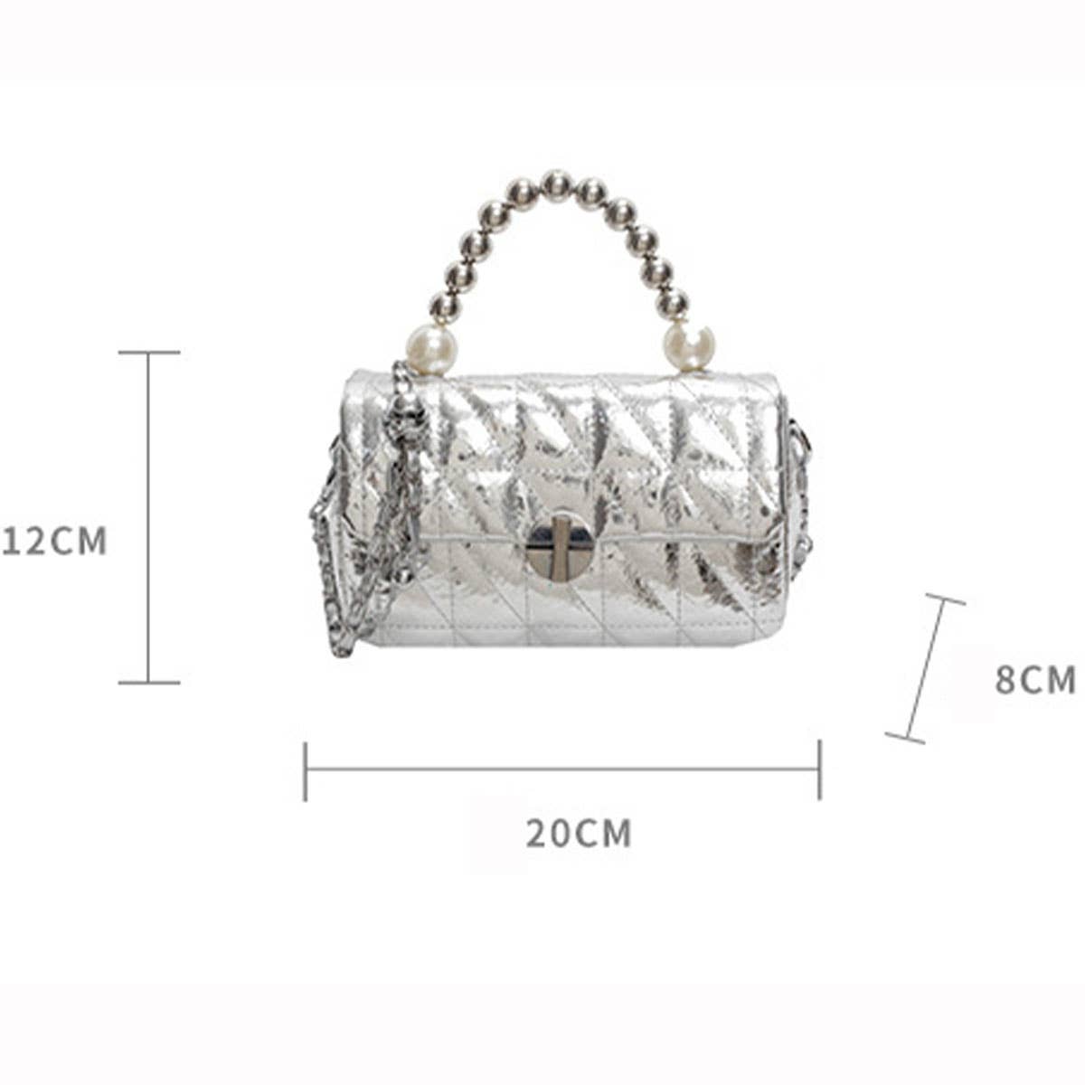 Laser pearl chain diamond single-shoulder bag