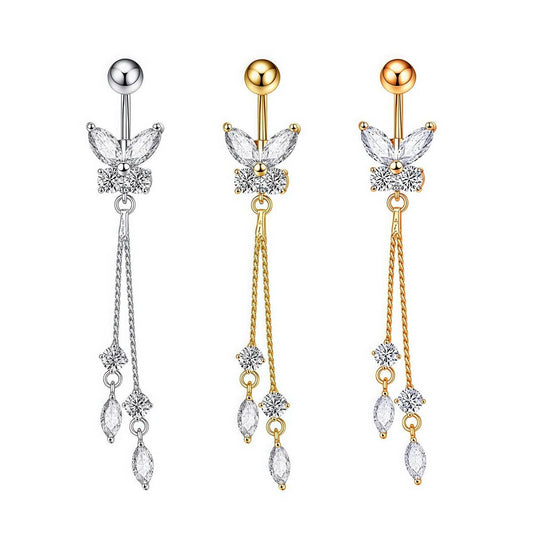 Simple Butterfly Zircon Navel Piercing Ring_CWMM9251