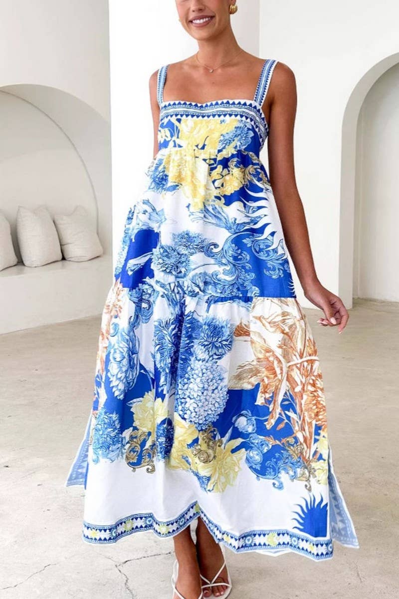 CWDHL1078_SUMMER HOLIDAY STYLE SUSPENDER DRESS