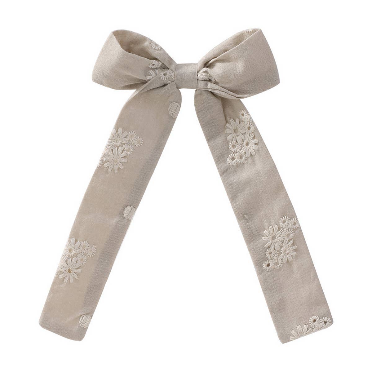 CHILDREN'S RIBBON BOW EMBROIDERED HAIRPIN
