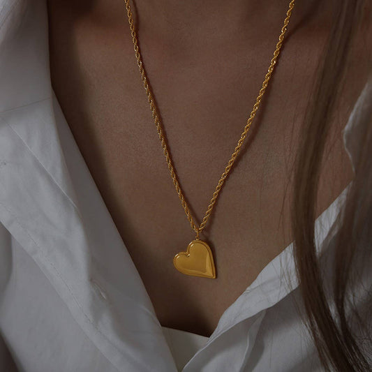 HEART TITANIUM STEEL PENDANT EARRINGS NECKLACE