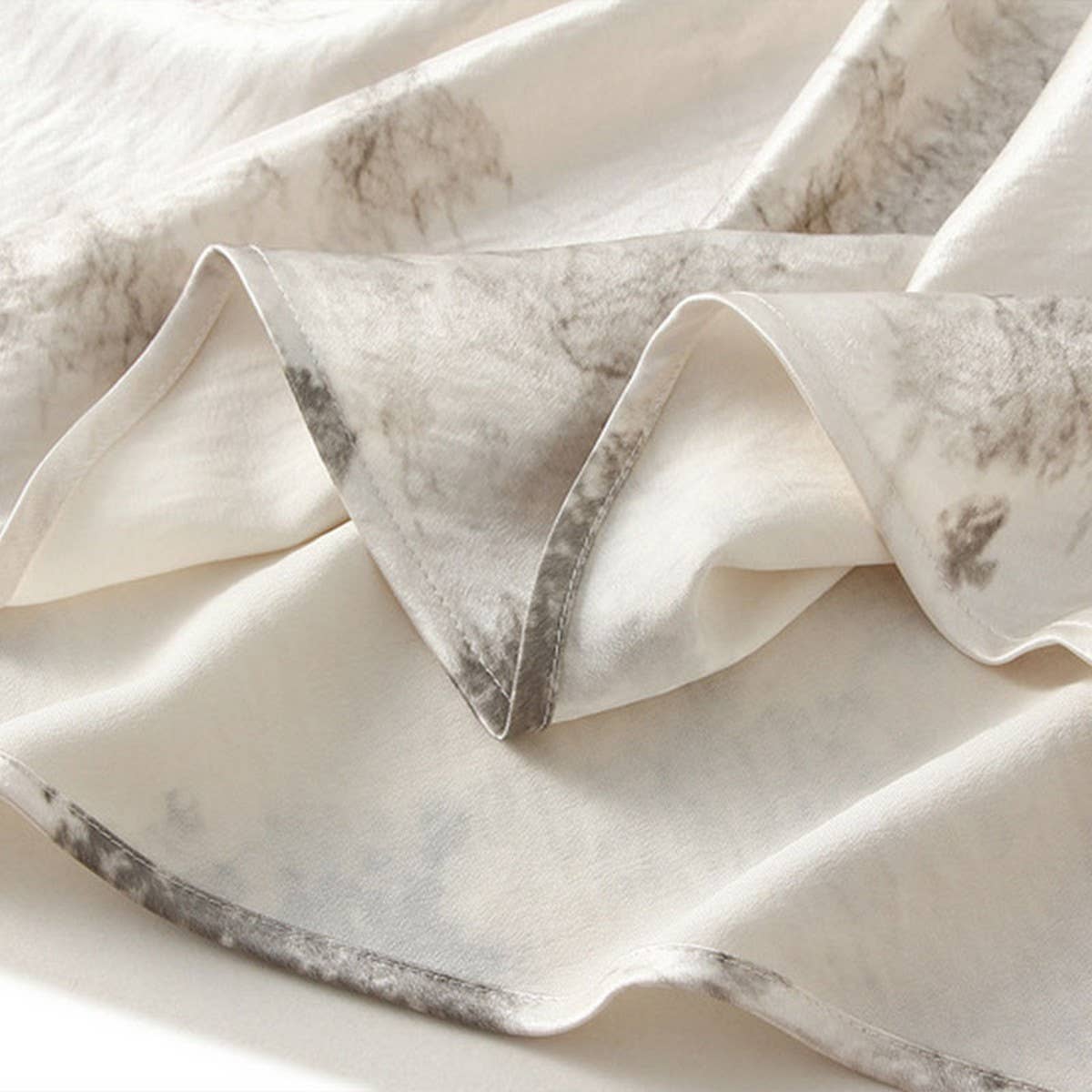 Tie-Dye Satin Print Fishtail Midi Skirt