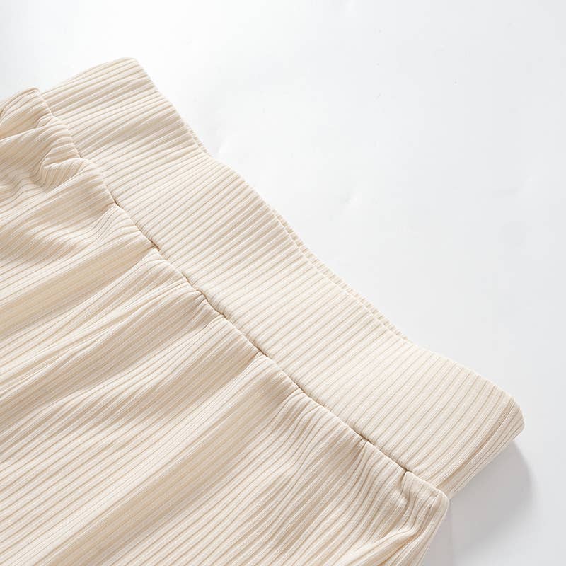 SOLID COLOR SLACKS WITH HIGH-WAISTED STRETCH WAIST