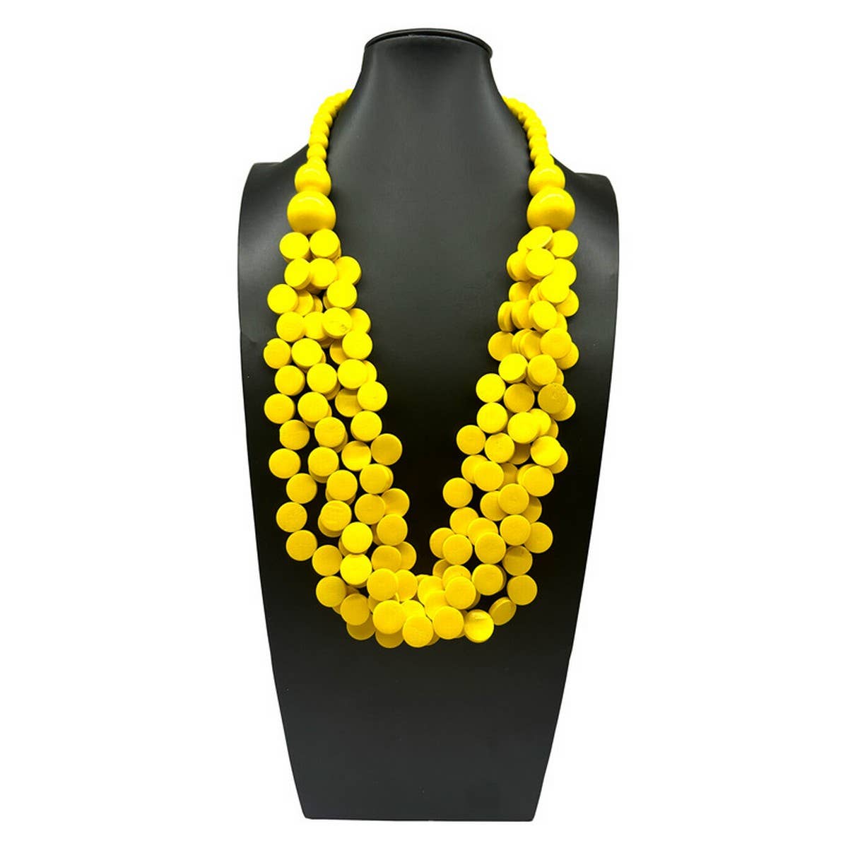 COLORFUL WOODEN BEADS MULTI-LAYERED BEADED NECKLACE