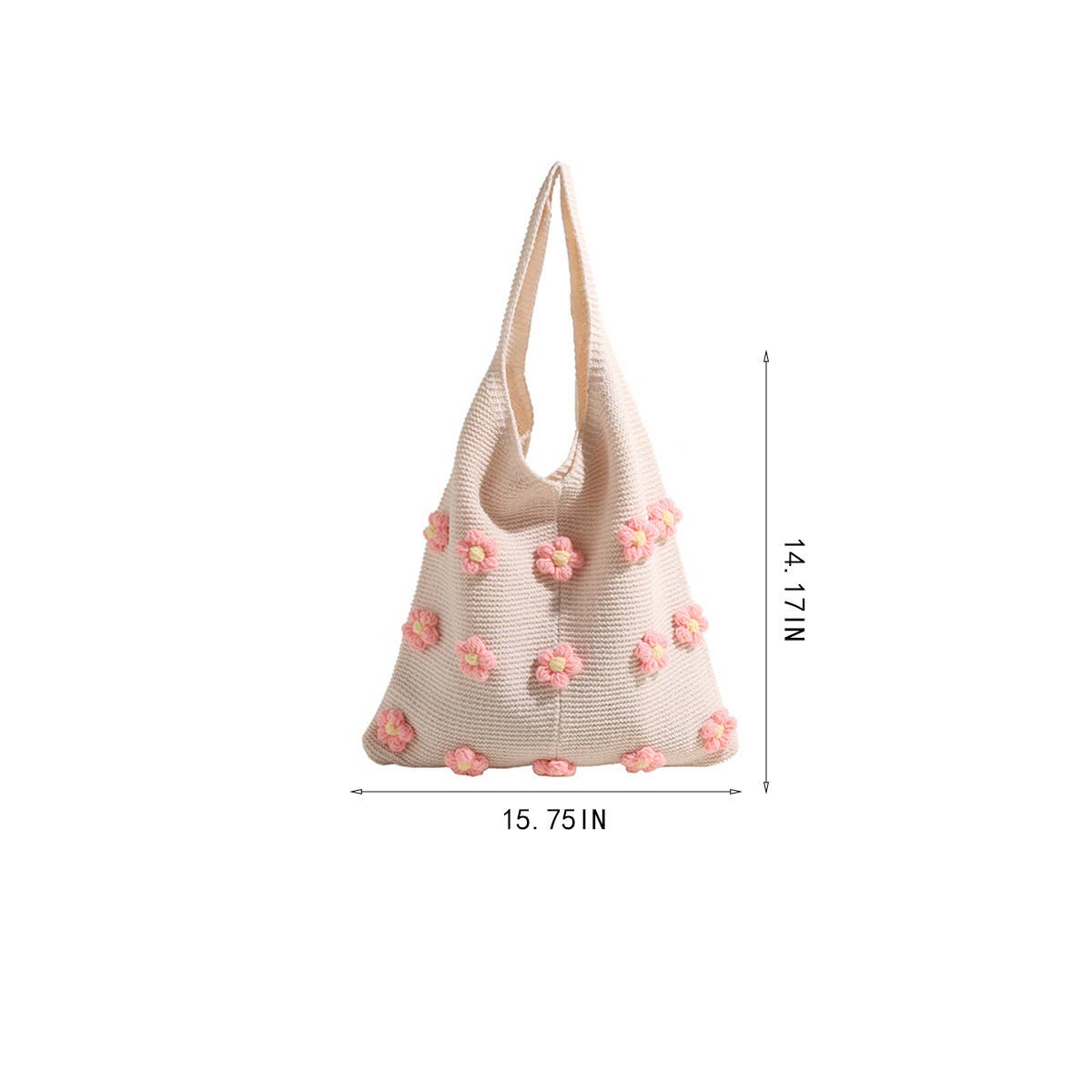 CUTE WOOL FLOWER CROCHET TOTE BAG_CWAB2409