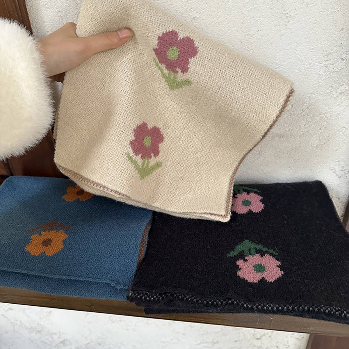 Knit Scarf for Women - Soft Faux Cashmere Shawl