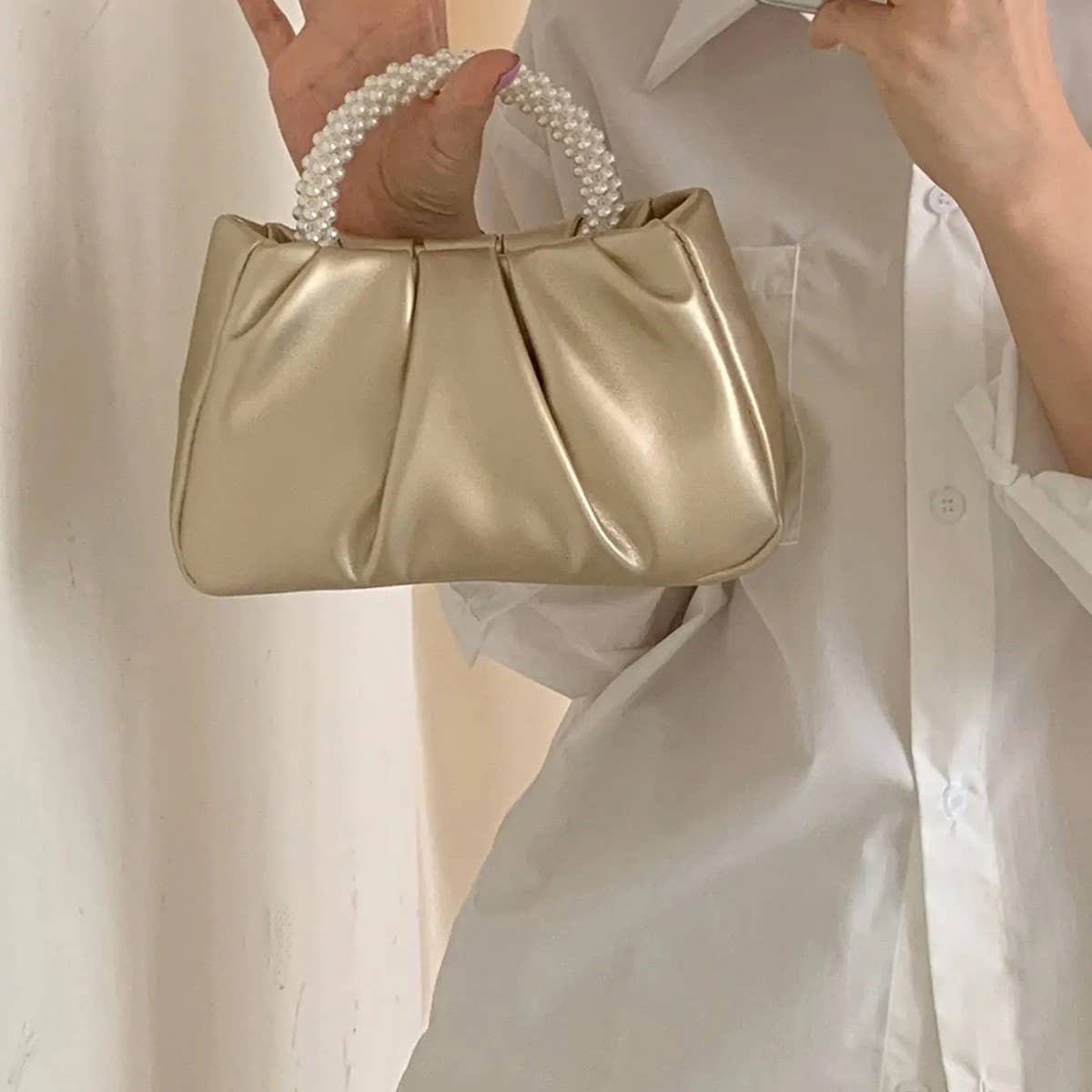 CWAB4845_FASHION PLEATED SWEET HANDBAG EVENING BAG