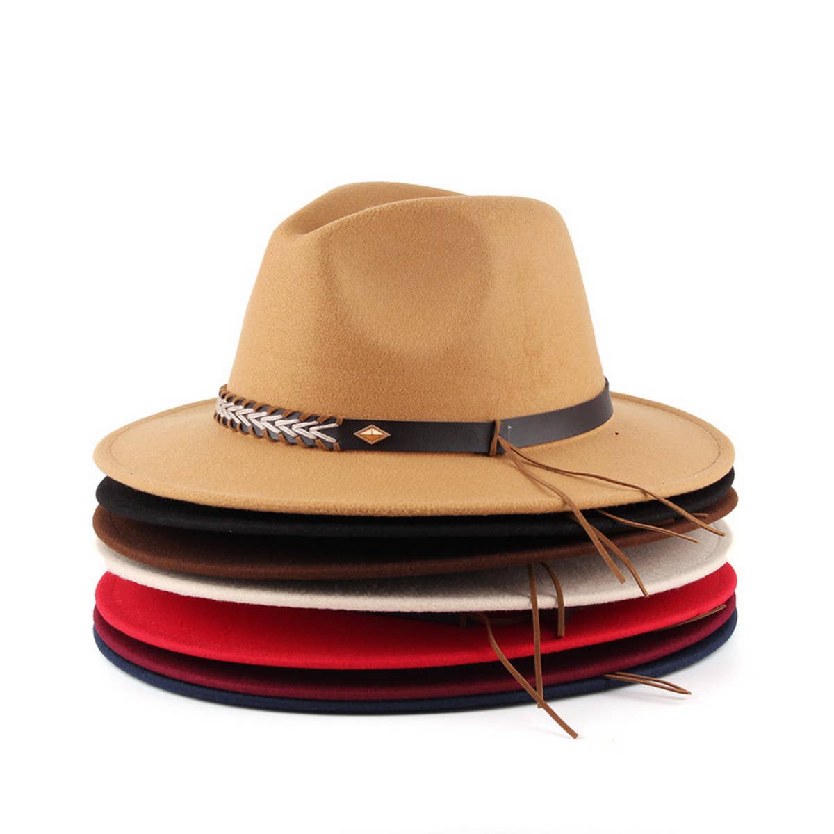 SIMPLE BELT BUCKLE FELT HAT JAZZ HAT_CWAH0751