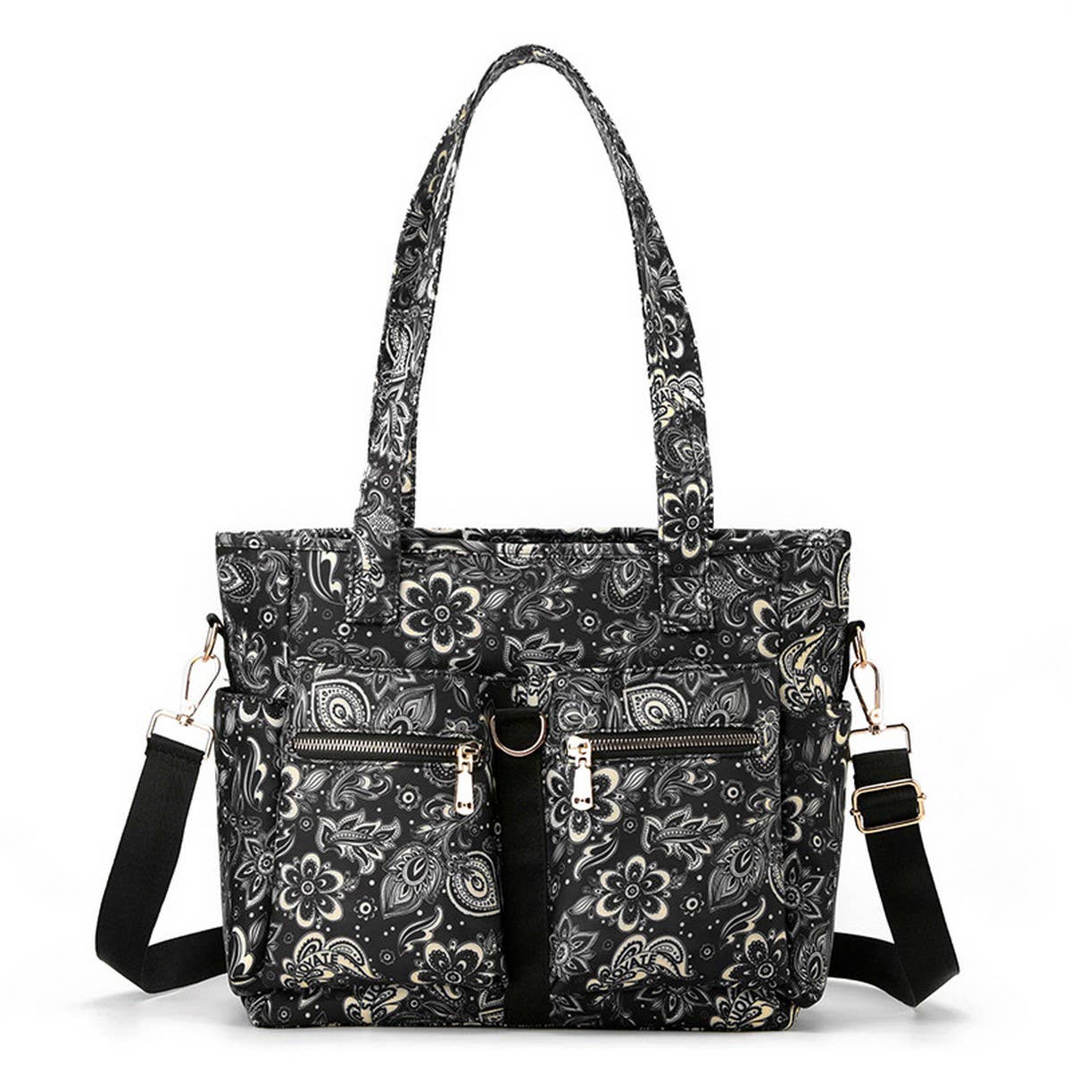PRINTED NYLON FABRIC HANDBAG SHOULDER BAG_CWAB3484