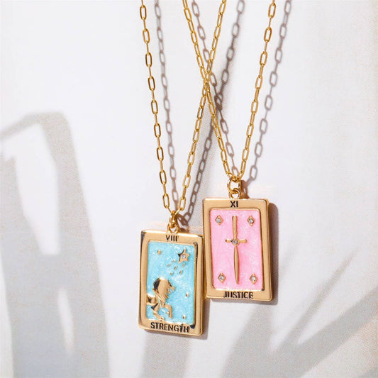 VINTAGE TAROT SQUARE PENDANT NECKLACE