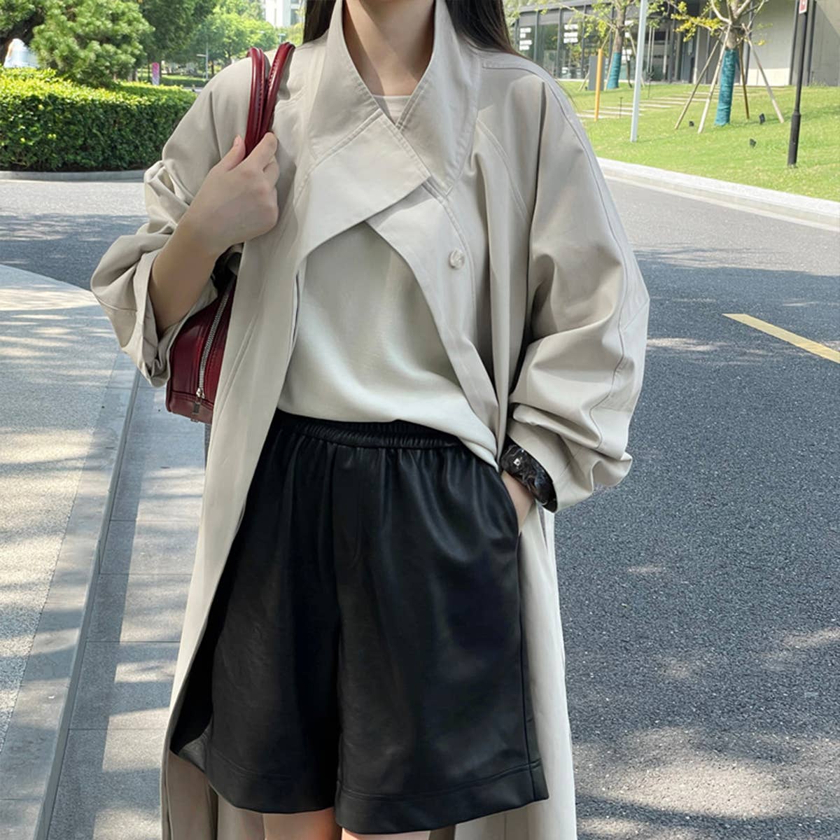 Long drawstring jacket with a slouchy silhouette