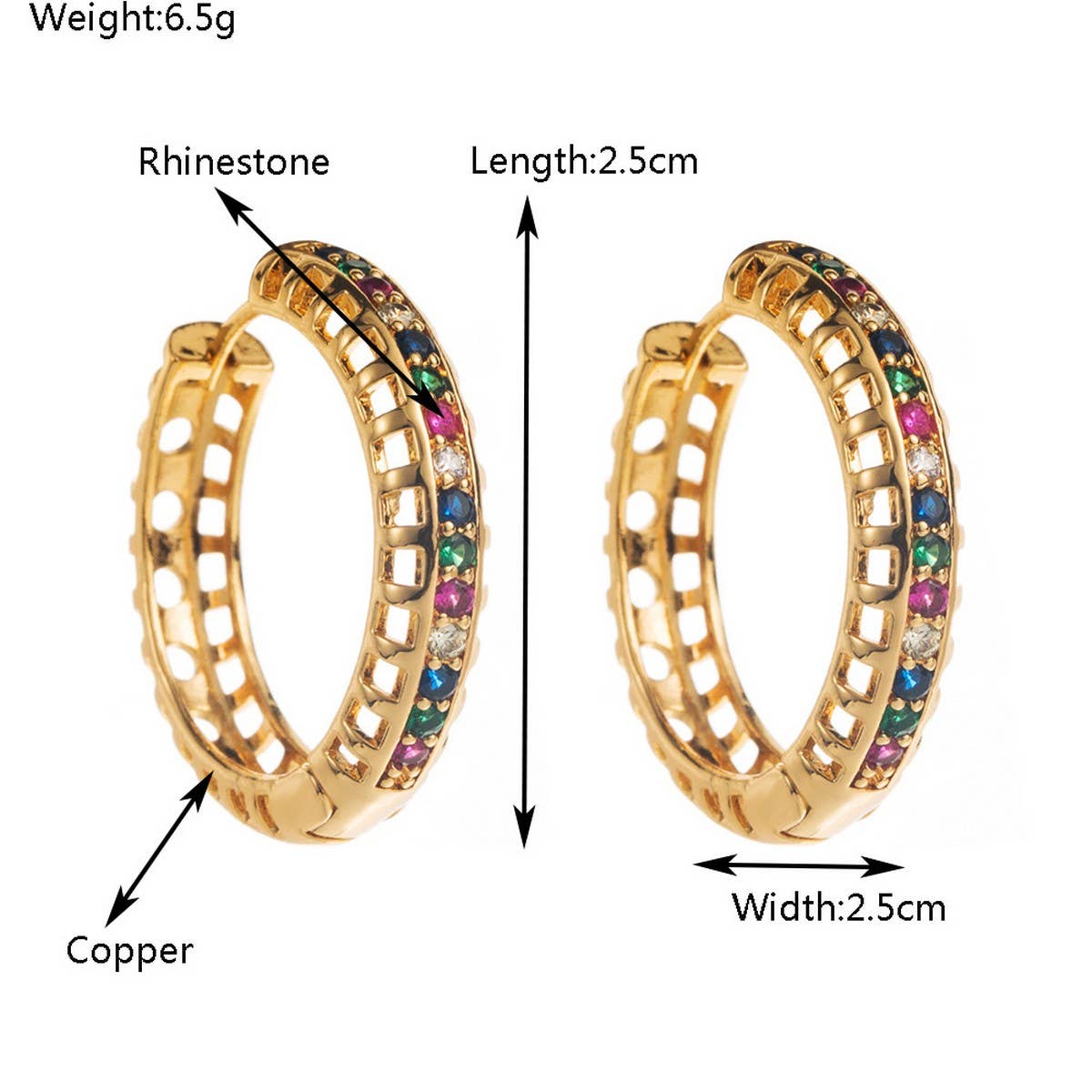 Sparkling Hoop Earrings Gold-Tone Luxury Style_CWMM8533
