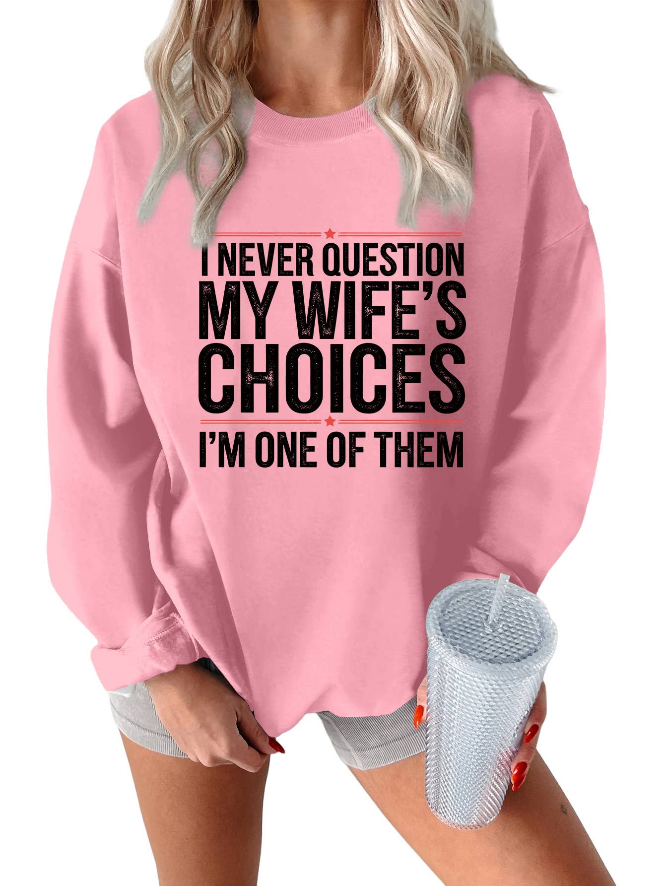 i never question printed thickened sweatshirt