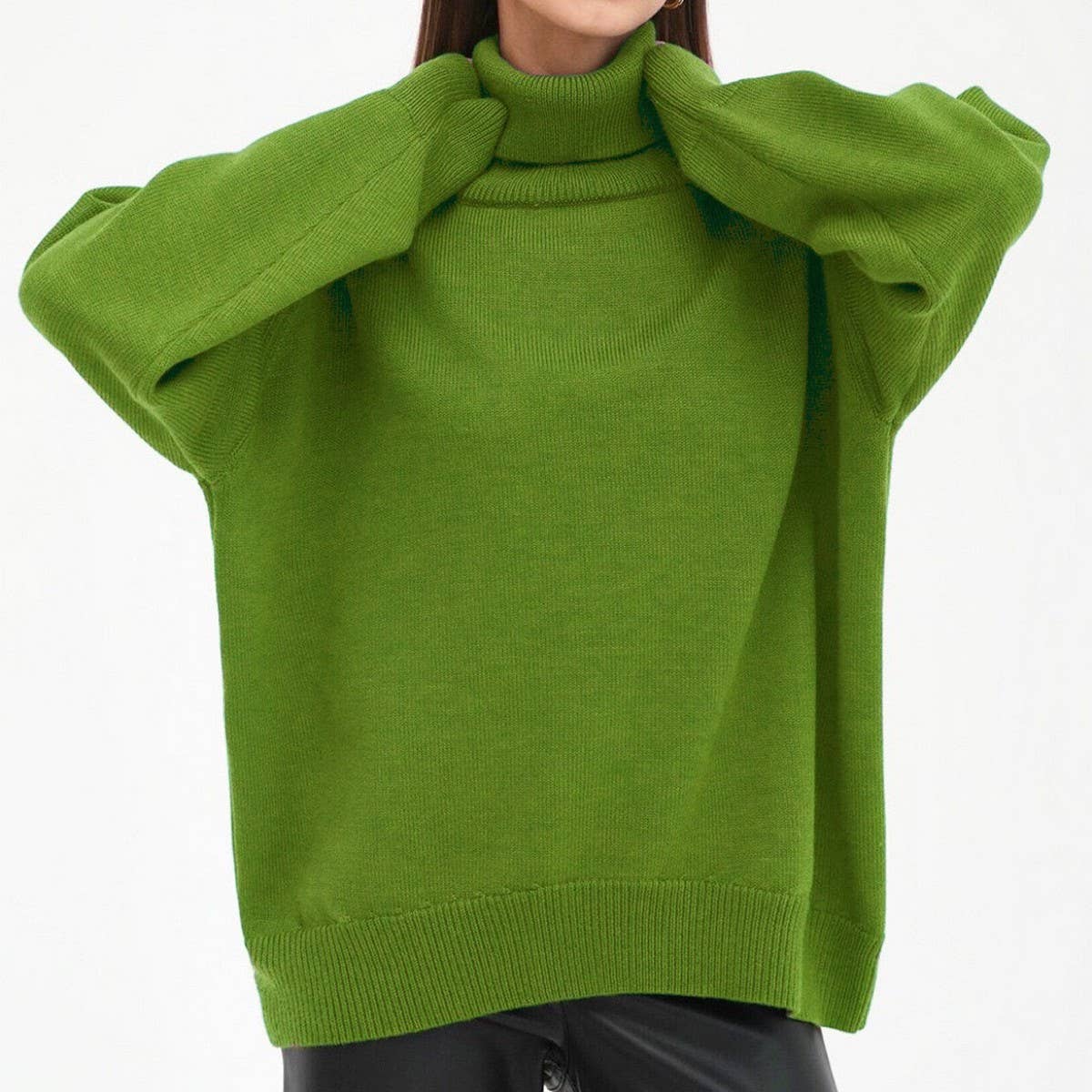 Women's Solid Turtleneck Knit Sweater