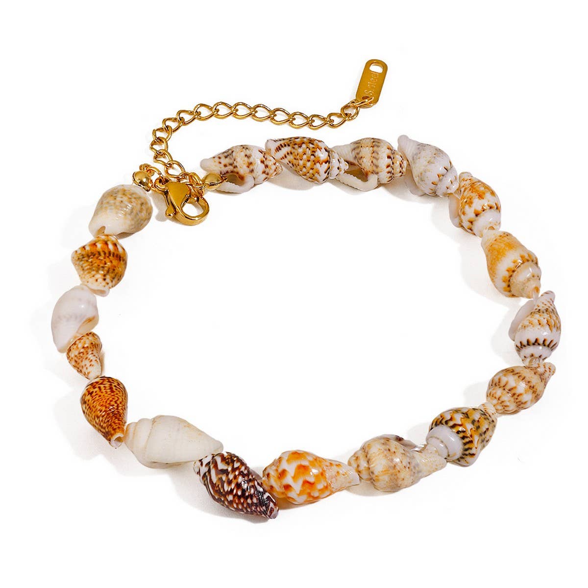 18K Gold Natural Shell Anklet, Stainless Steel_CWAJE4854