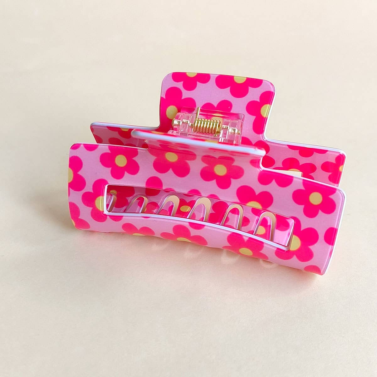 Dopamine Flower Square Hair Claw Clip, Cute Style_CWAHA1022