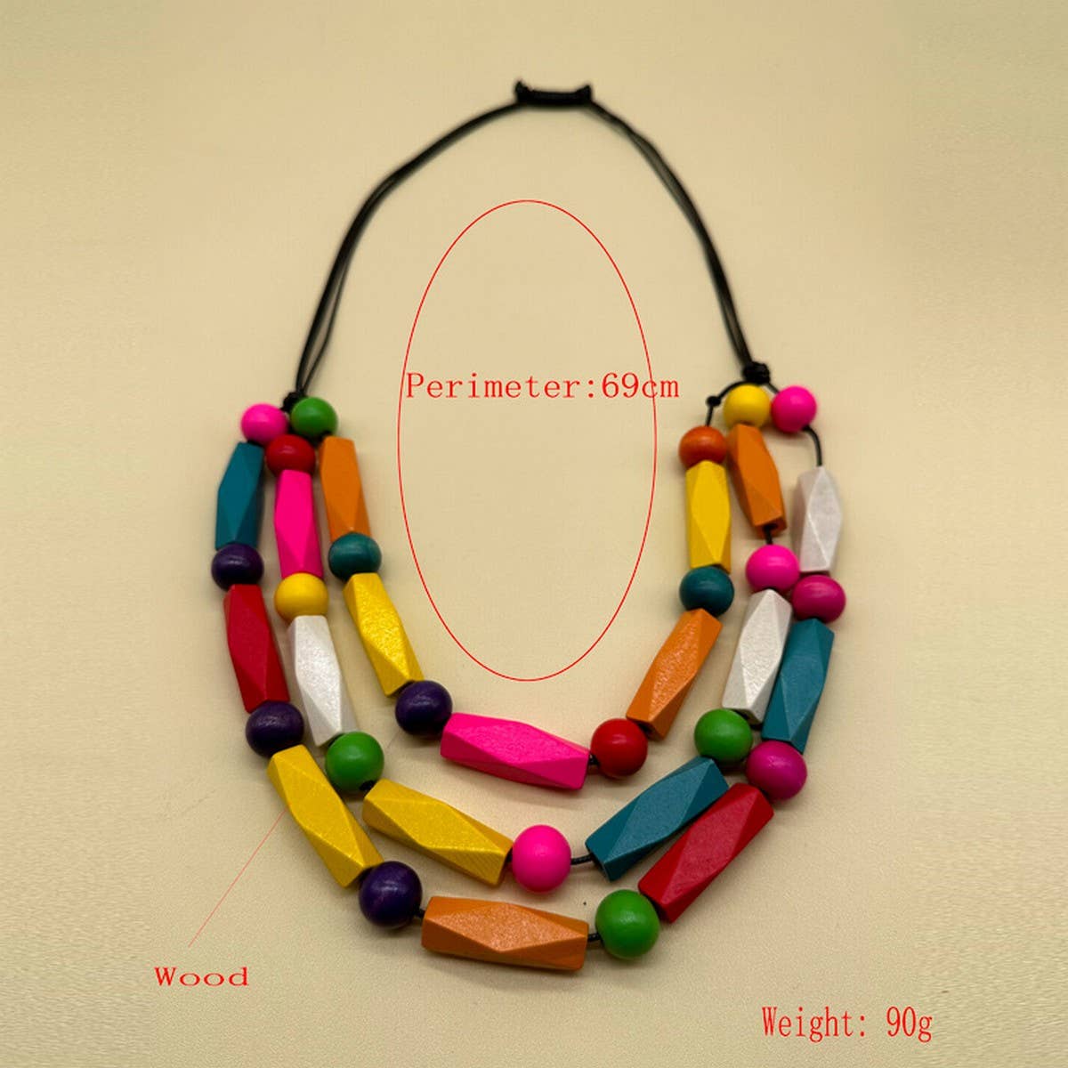 ETHNIC STYLE COLORFUL WOODEN BEADED NECKLACE