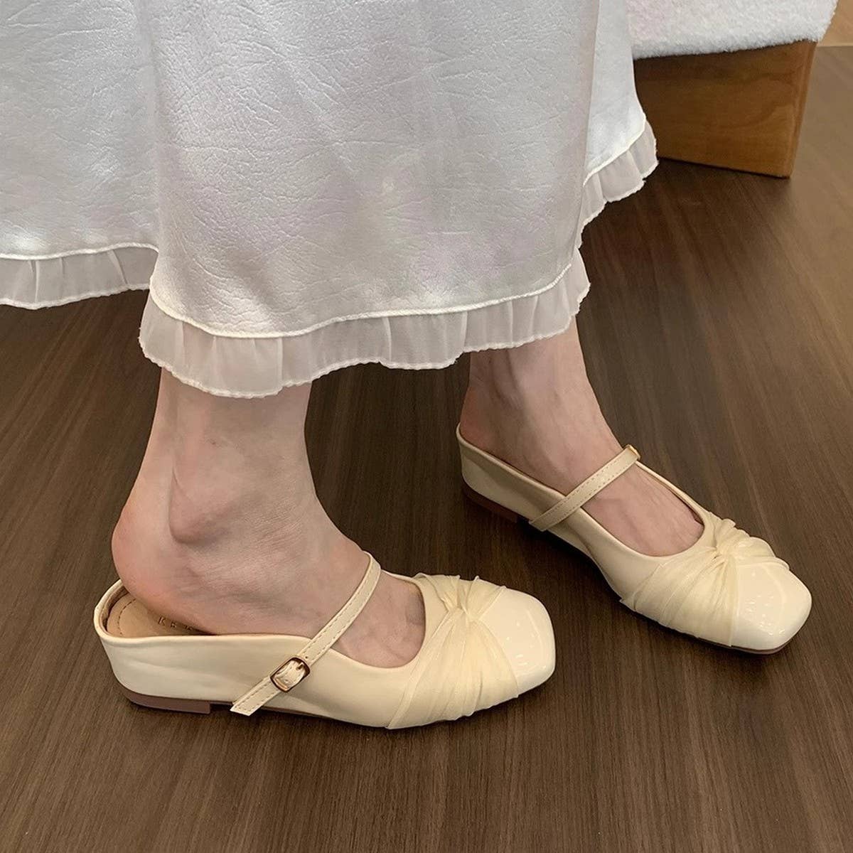 Pink Wedge Mary Jane Mules for Women_CWSHF0081