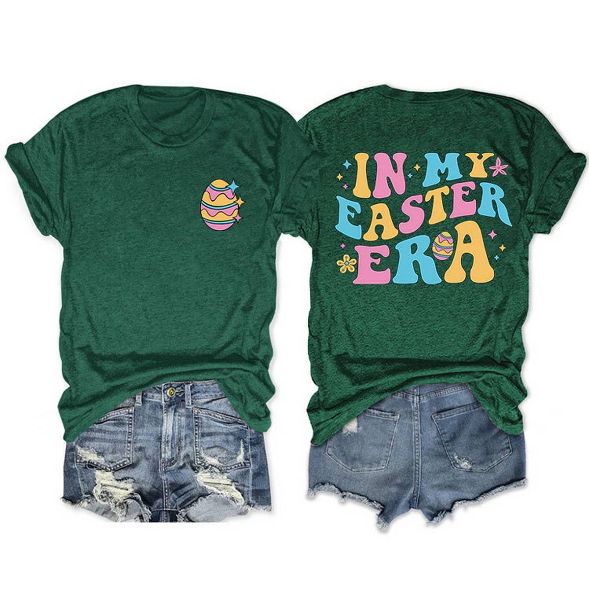 EASTER TREND DOUBLE SIDED LETTER PRINTED TEES_CWTTS0869