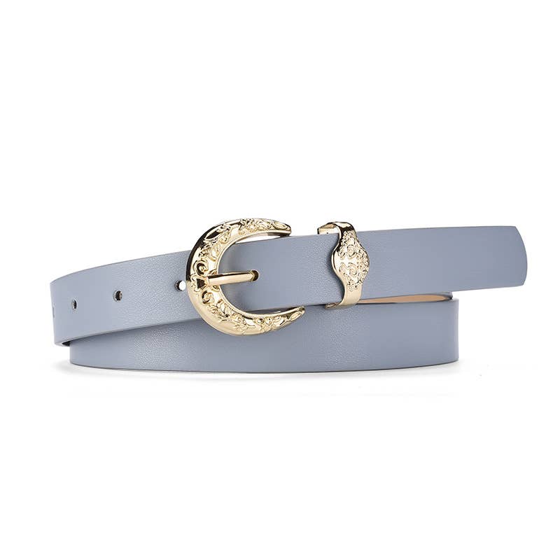 About pin buckle solid color belt ladies