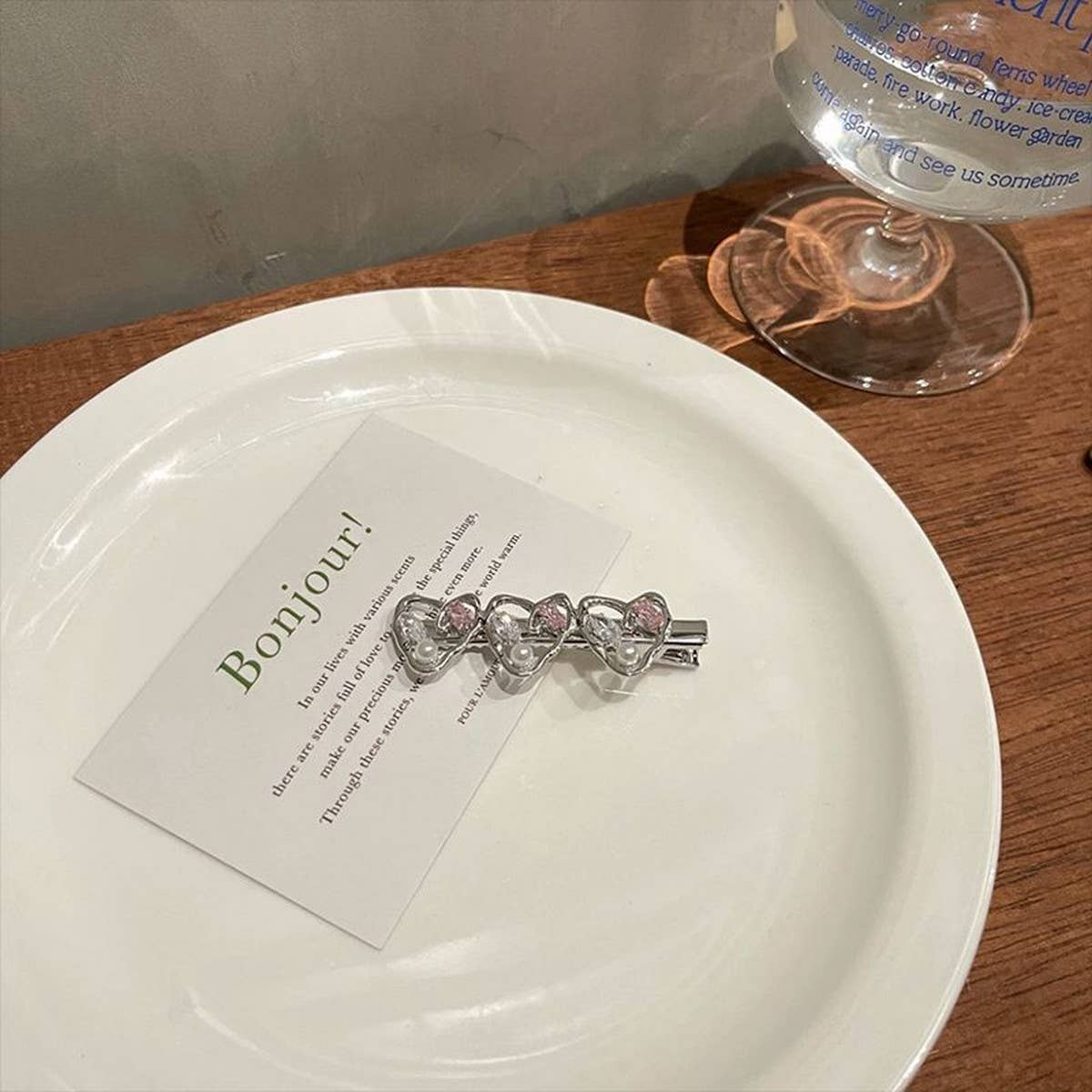 METAL ROSE HAIRPIN SIDE BANGS DUCKBILL CLIP