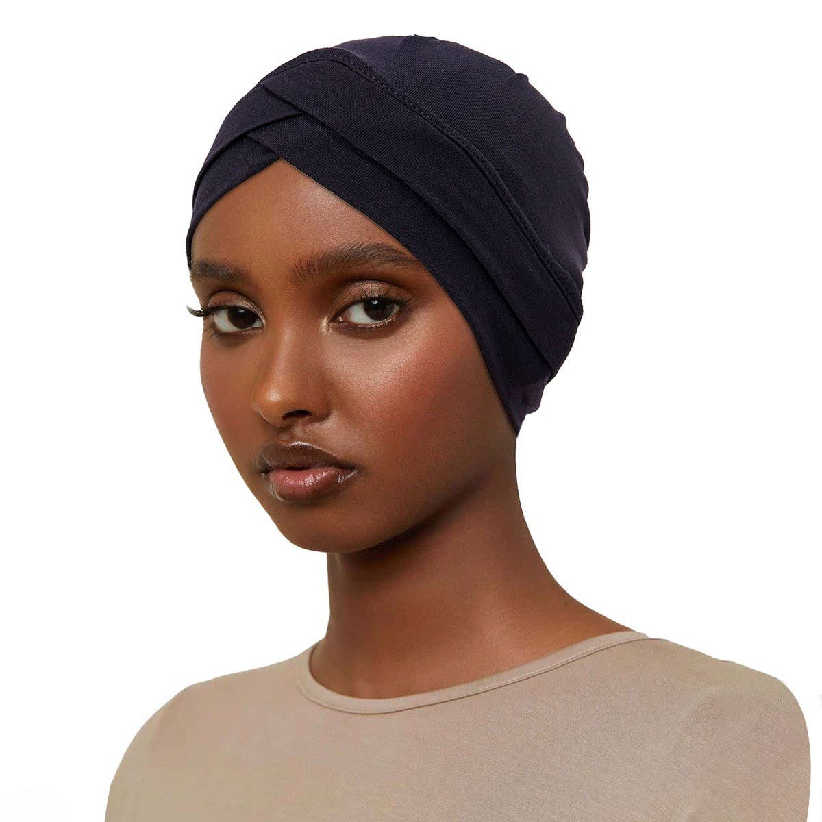 FASHION CRYSTAL LINEN TWO-LAYER CROSS HEADSCARF_CWASC2458