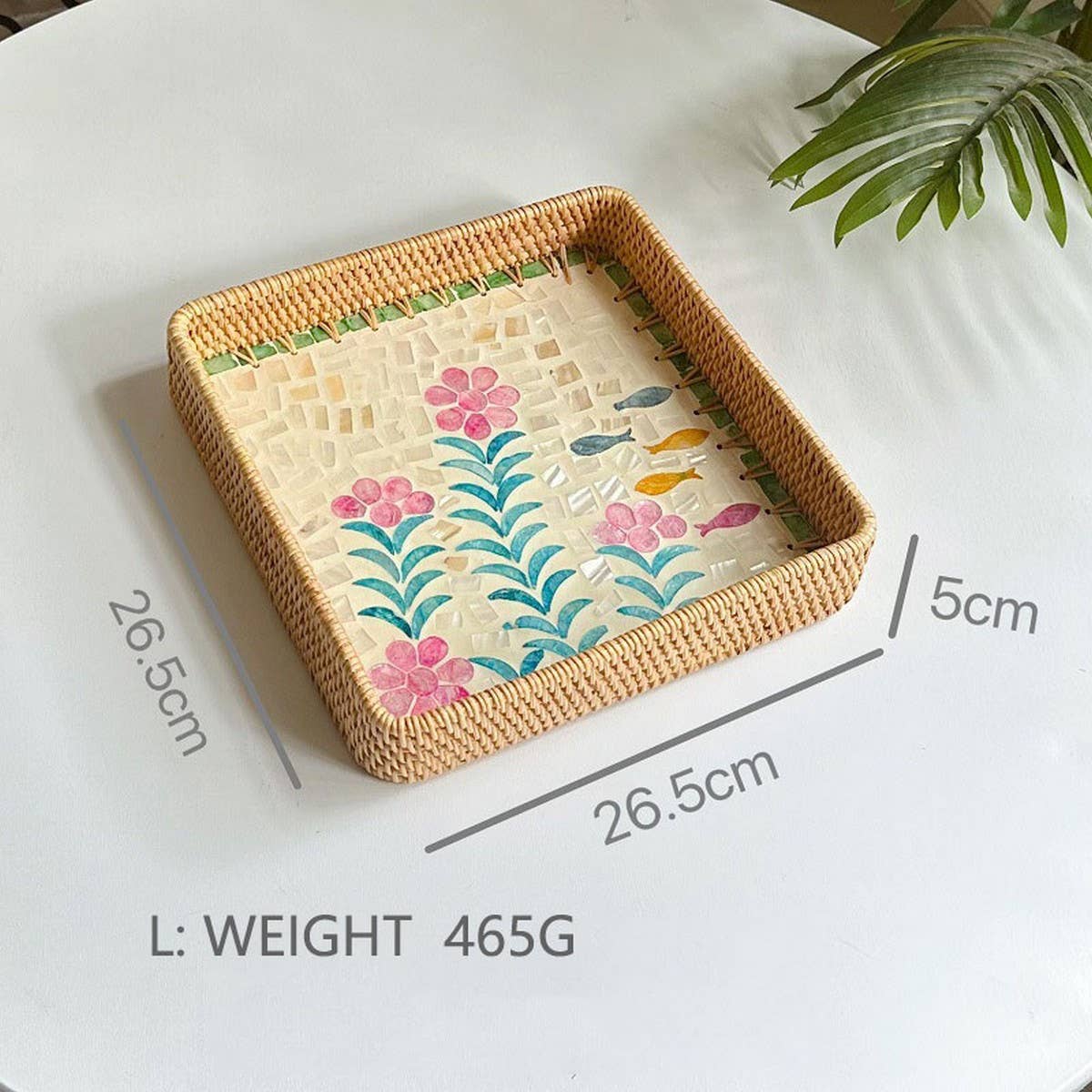 RATTAN COLORFUL SHELL CREATIVE HANDMADE FRUIT PLATE_CWMM4427