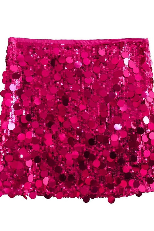 CWBSS0331_HIGH WAISTED HIP HUGGING SEQUINED MINI SKIRT