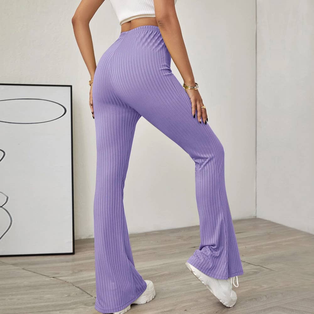 HIGH-WAISTED BELTLESS MICRO-CUT KNIT PANTS