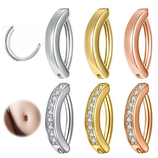 Minimalist CZ Belly Ring ? Polished Metal Style