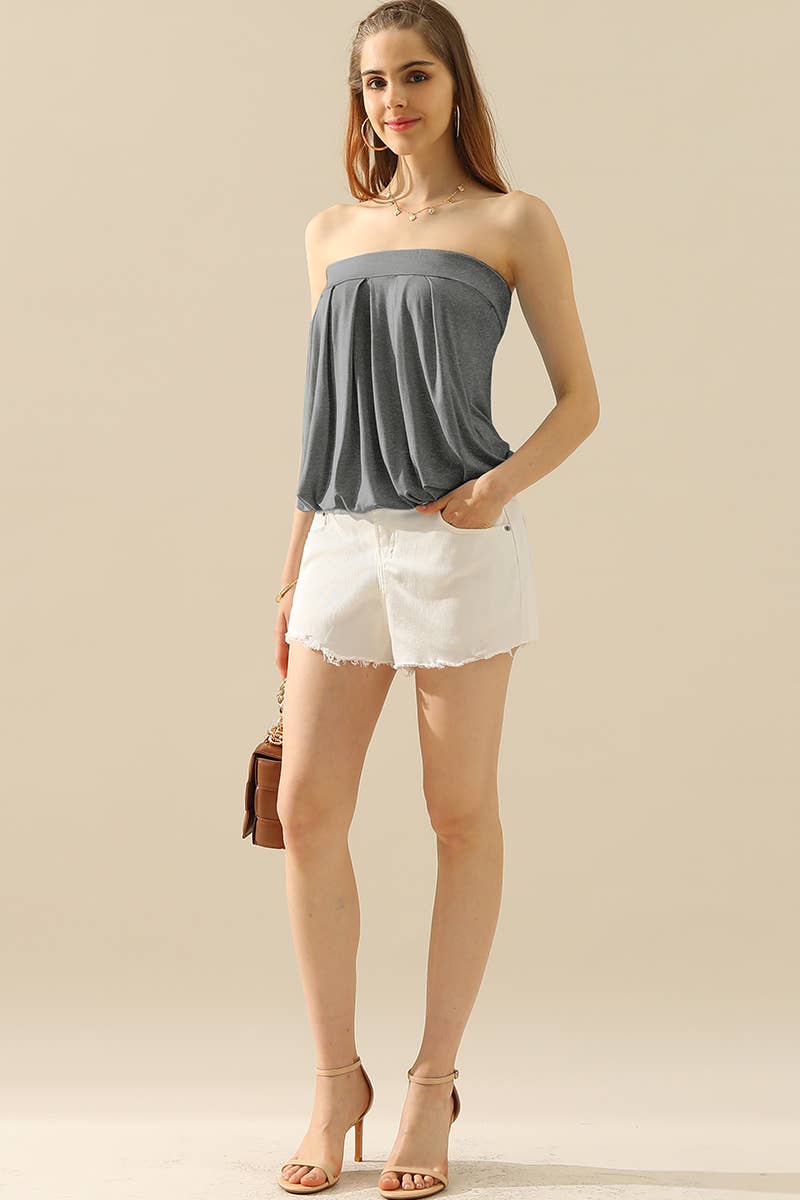 AWTTSL130_Basic Sleeveless Pleated Tube Top
