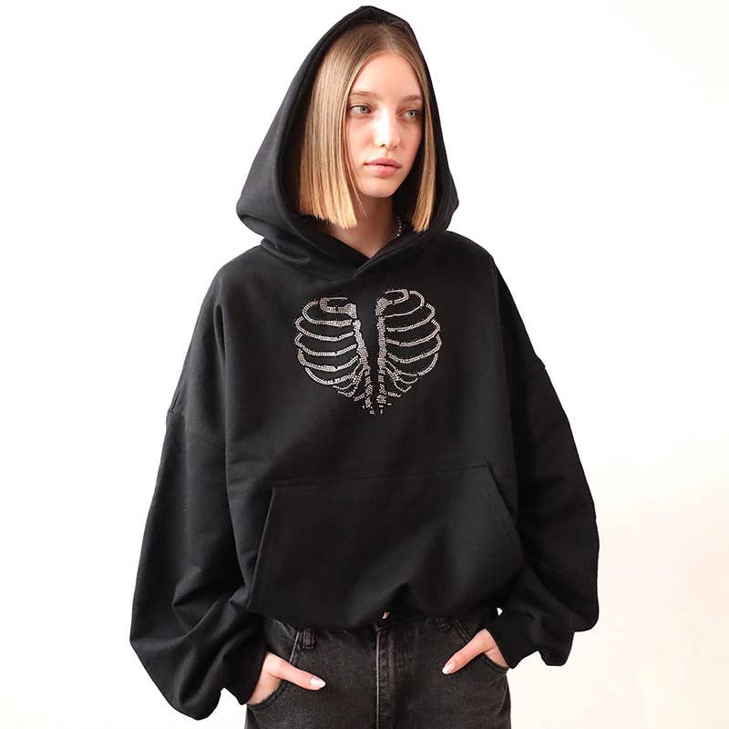 HOODED LONG SLEEVE POCKET LOOSE HOODIE COAT