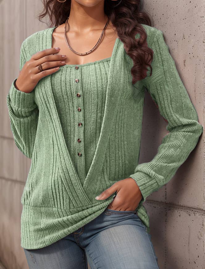 SINGLE BREASTED SOLID COLOR CASUAL TWO PULLOVERS