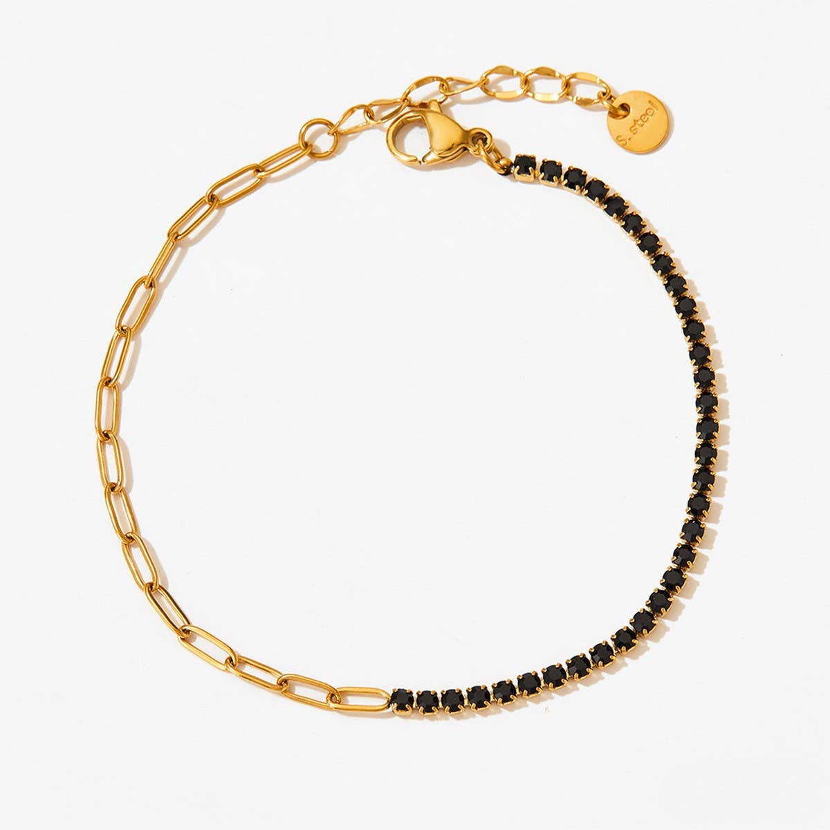 Solid Color Zirconia Stainless Steel Bracelet_CWMM5702